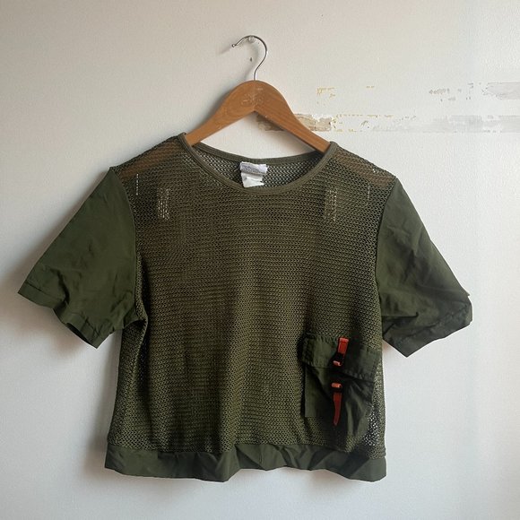 Vintage Speedo olive mesh crop top - Picture 1 of 7
